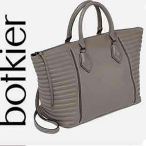 Botkier Gray Leather Top Handle Moto Satchel
